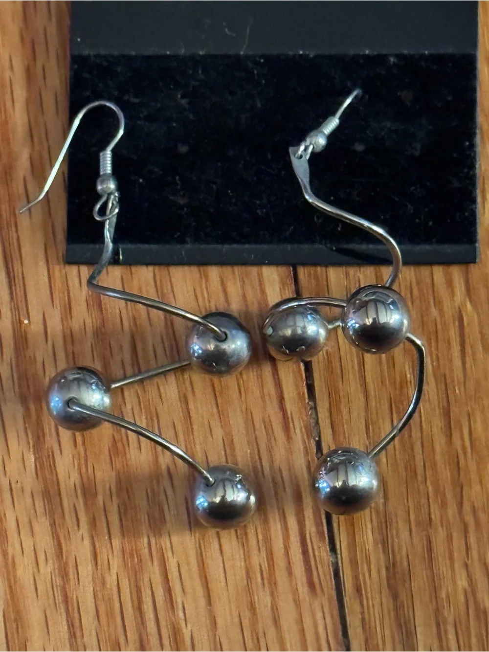 Silver Ball Drop Dangle Earrings - Unbranded